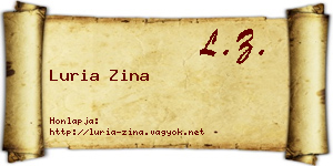 Luria Zina névjegykártya